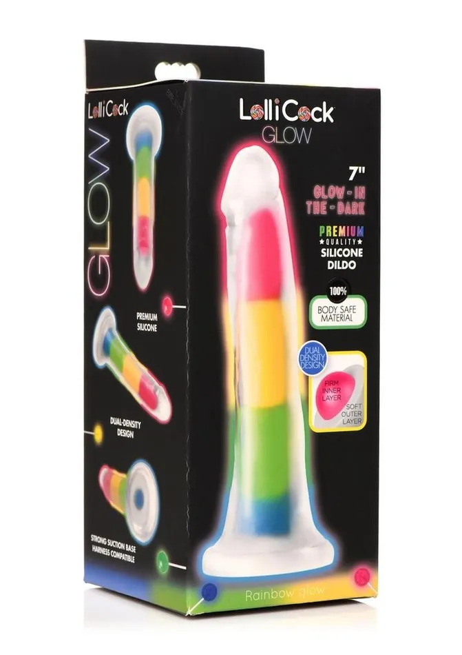 Lollicock Glow In The Dark Rainbow Silicone Dildo Lollicock Dildos