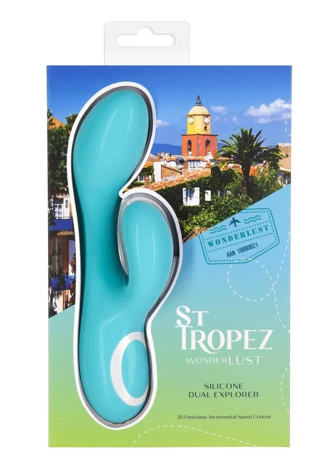 Wonderlust Female Sex Toys Wonderlust St Tropez Rechargeable Silicone Dual Vibrator Teals
