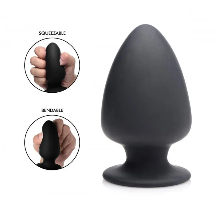 Male Sex Toys XR Brands Squeezeit Silexpan Anal Plug Medium Black