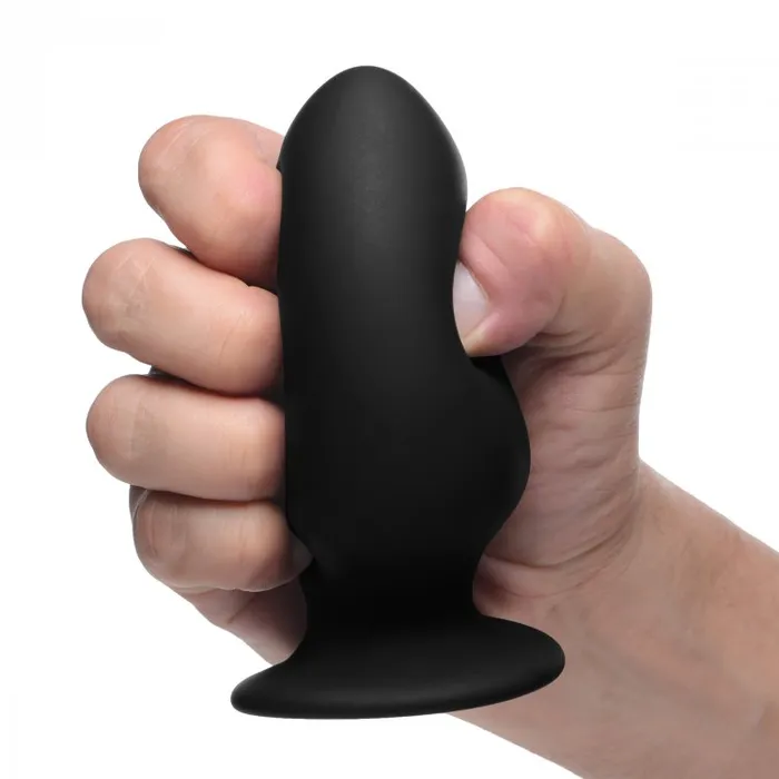 Male Sex Toys XR Brands Squeezeit Silexpan Anal Plug Medium Black