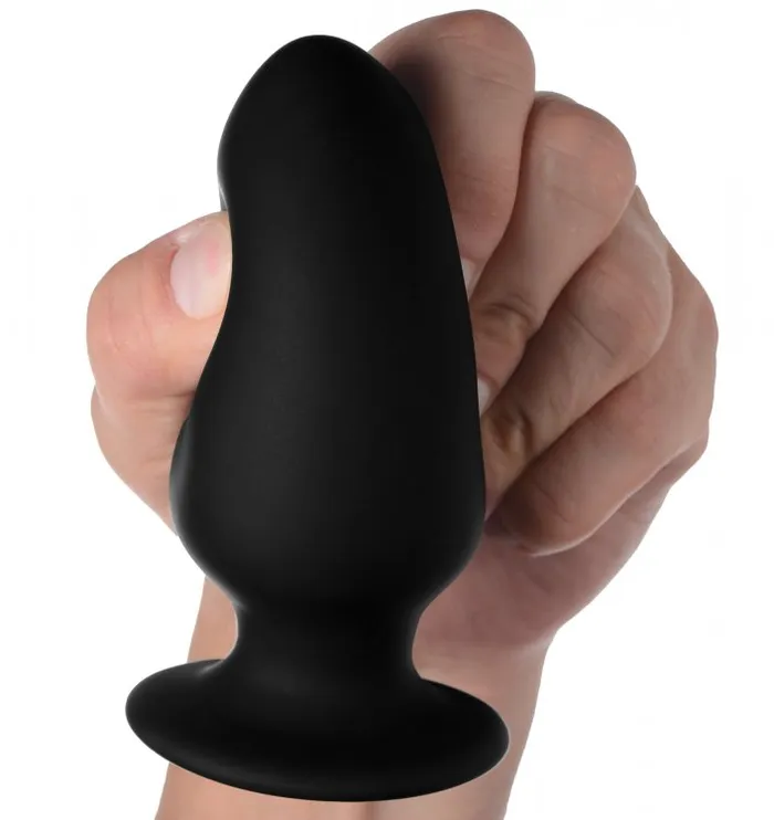 Male Sex Toys XR Brands Squeezeit Silexpan Anal Plug Medium Black
