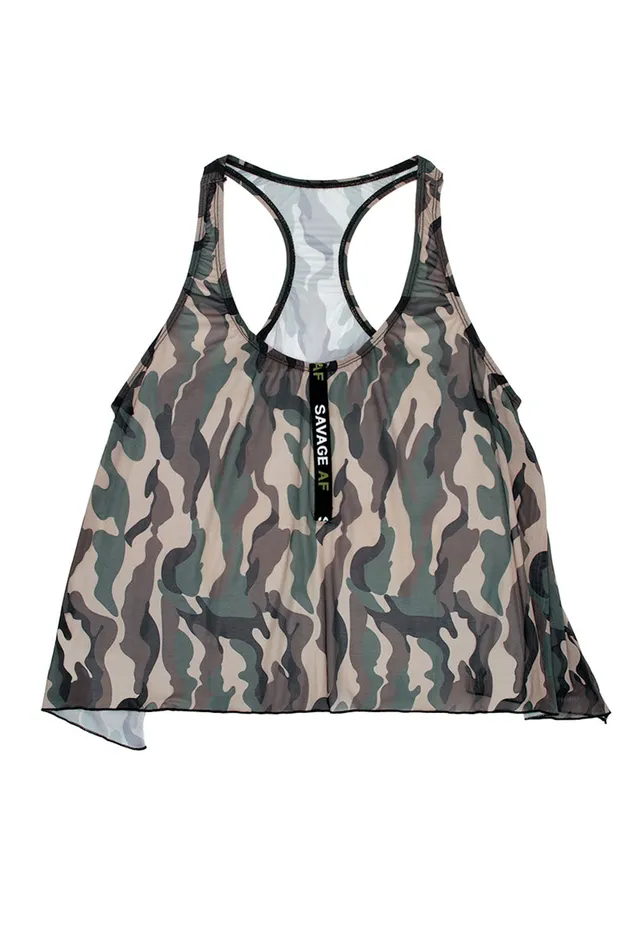 Vibrators Fantasy Lingerie Savage Af Swing Top Forest Camo Sm