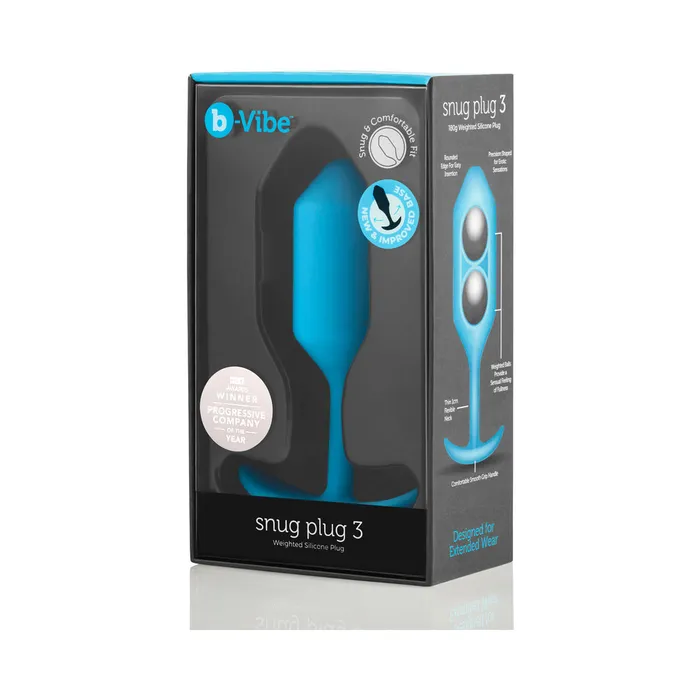 bVibe Snug Plug 3 Weighted Silicone Anal Plug Teal bVibe Anal