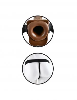 Female Sex Toys Fetish Fantasy Hollow Strap On WBall 7 Vibrating Brown Pipedream Products