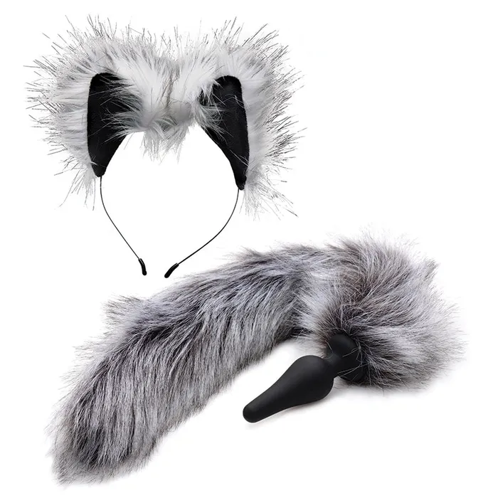 Anal XR Brands Tailz Wolf Tail and Ears SetGrey