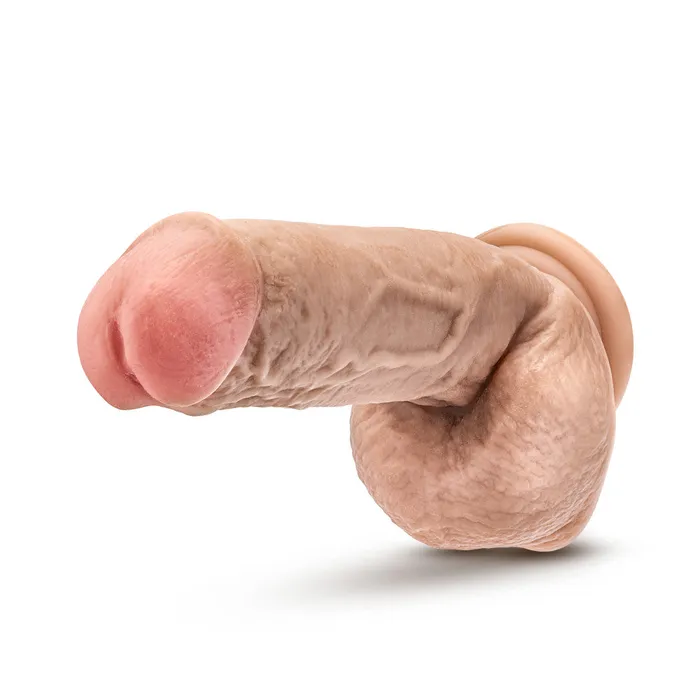 Blush Dildos Hung Rider By Blush Trigger Realistic Beige 85Inch Long Dildo With Balls Suction Cup Base