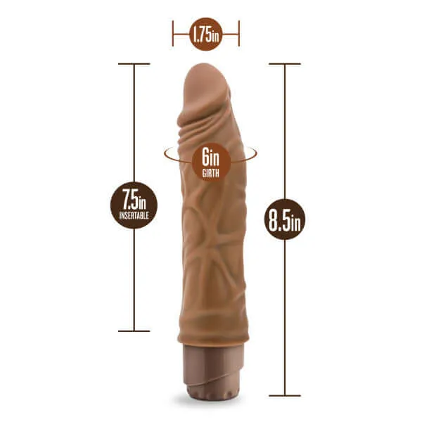 Blush Novelties Dildos Dr Skin Cock Vibe 10 85Inch Vibrating Dildo in Mocha Brown