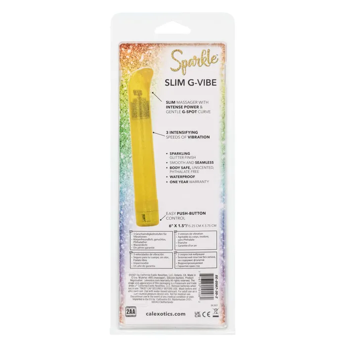 California Exotic Novelties Female Sex Toys Sparkle Slim GVibe Yellow