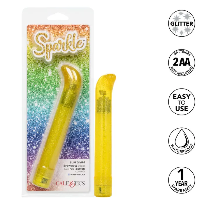 California Exotic Novelties Female Sex Toys Sparkle Slim GVibe Yellow
