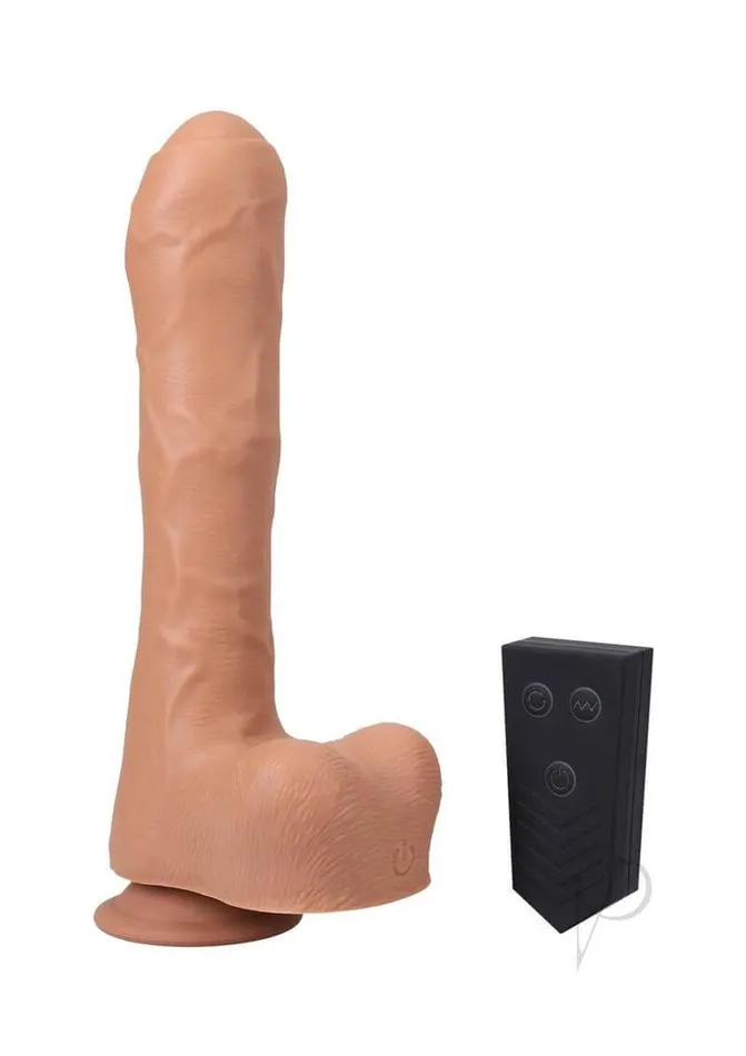 Doc Johnson Enterprises Fort Troff Uncut Thruster Mini Fuck Machine Rechargeable RemoteControlled Silicone 85 in Thrusting Dildo Tan Female Sex Toys