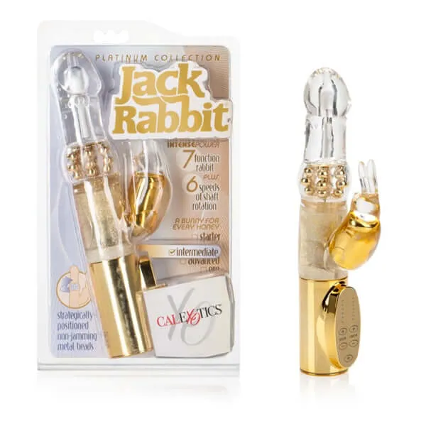 Female Sex Toys Platinum Collection Jack Rabbit Vibrator Gold Waterproof 7 Functions 6 Speeds California Exotic Novelties