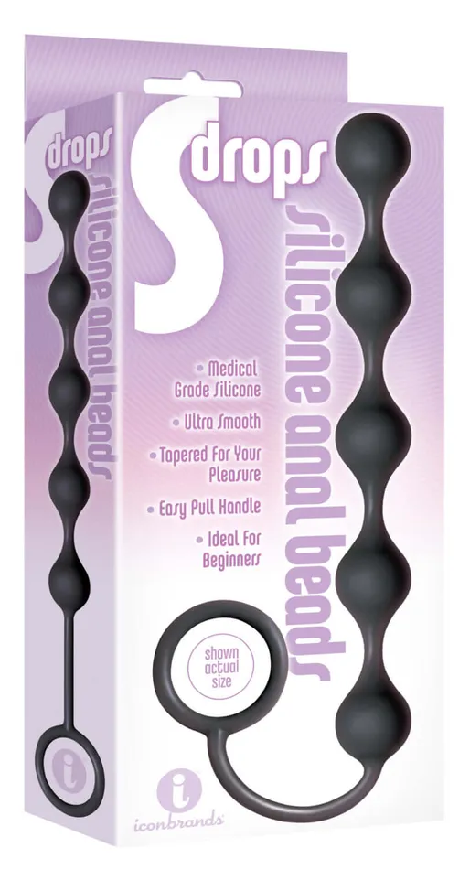 Icon Brands S Drops Silicone Anal Beads Black Icon Brands Anal