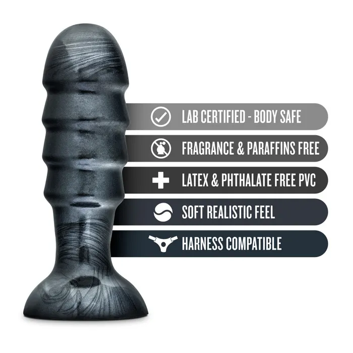 Jet By Blush Bruiser Carbon Metallic Black 75Inch Anal Plug With Suction Cup Base Blush Anal