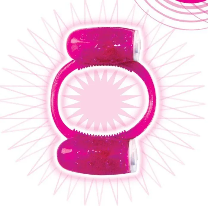 Male Sex Toys HOTT Products Humm Double Dinger Dual Vibrating Ring Magenta