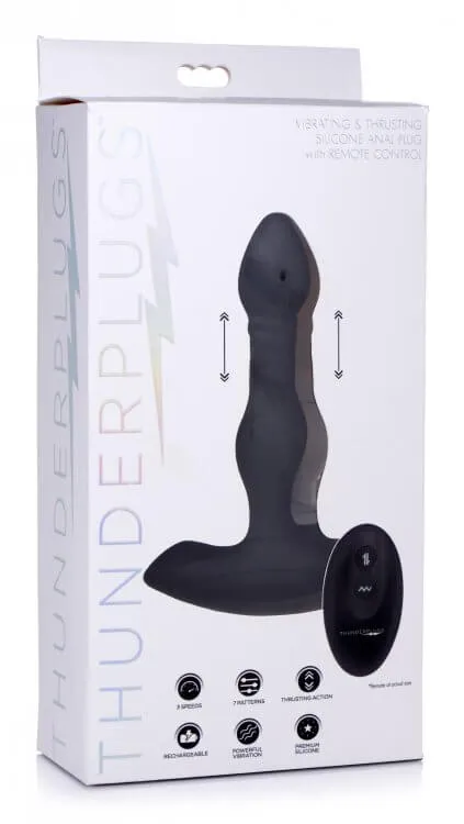 Male Sex Toys XR Brands Thunder Plugs Vibrating and Thrusting Anal Plug