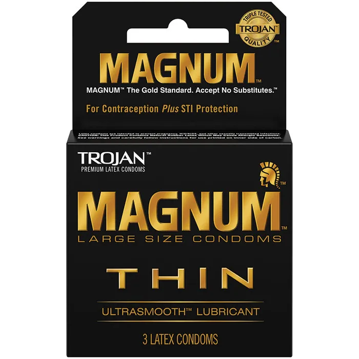 PARADISE MARKETING Enhancers Trojan Magnum Thin Condoms 3 Pack