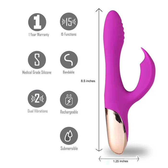 Skyler Rechargeable Silicone Bendable Rabbit Vibrator Purple Maia Toys Vibrators