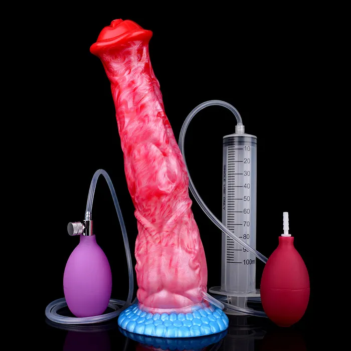 5256 Silicone inflatable Dog Dildo Squeeze Squirting Adult toys FAAK Dildos