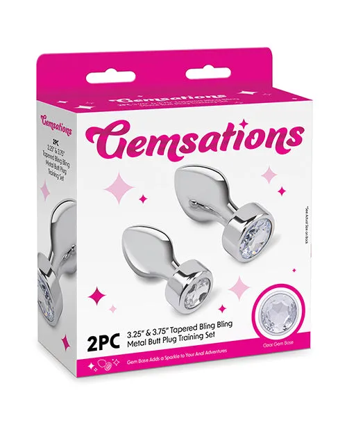 Anal Electric Eel Gemsations 2 pc 325 37 Tapered Bling Bling Metal Butt Plug Training Set Silver Anal Electric Eel Gemsations 2 pc 325 37 Tapered Bling Bling Metal Butt Plug Training Set Silver