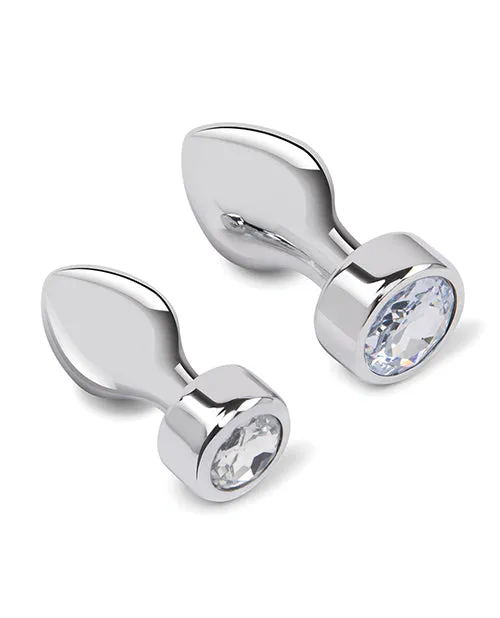 Anal Electric Eel Gemsations 2 pc 325 37 Tapered Bling Bling Metal Butt Plug Training Set Silver