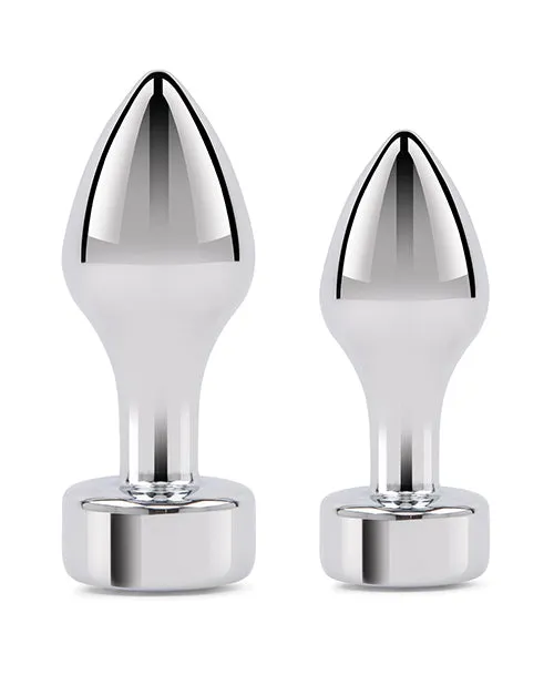 Anal Electric Eel Gemsations 2 pc 325 37 Tapered Bling Bling Metal Butt Plug Training Set Silver