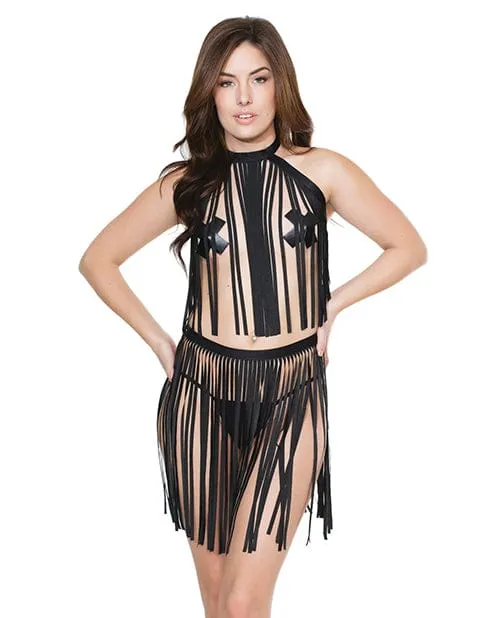 Anal Play Darque Fringe Harness Top Skirt Black One Size Fits Most Coquette International Anal Play Darque Fringe Harness Top Skirt Black One Size Fits Most Coquette International
