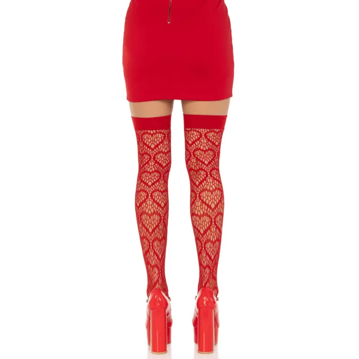 Heart Net Thigh Highs One Size Red Leg Avenue Vibrators