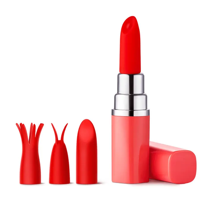 Luv Inc Lipstick Bullet Vibrator with Interchangeable Attachments The Pleasure Parlor Female Sex Toys