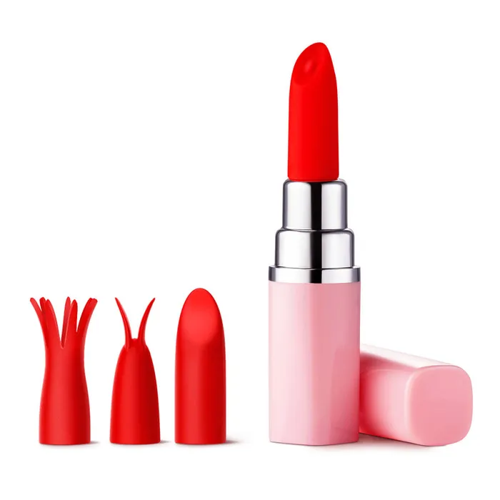 Luv Inc Lipstick Bullet Vibrator with Interchangeable Attachments The Pleasure Parlor Female Sex Toys