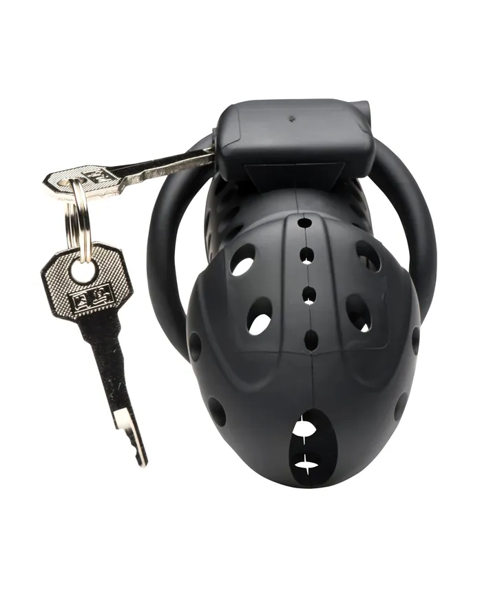 Male Sex Toys Master Series Master Series Lock Down Chastity Cage Black Male Sex Toys Master Series Master Series Lock Down Chastity Cage Black