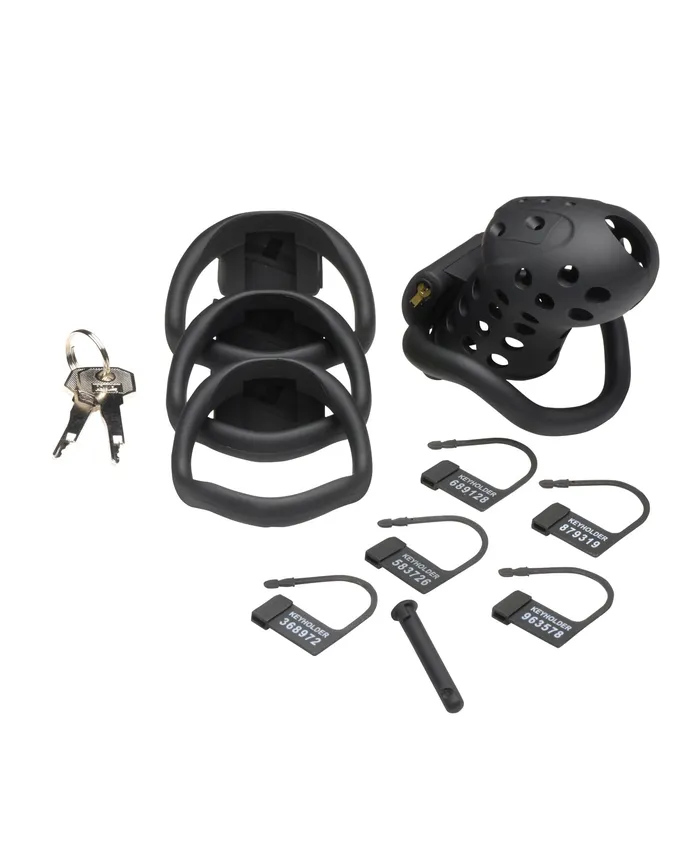 Male Sex Toys Master Series Master Series Lock Down Chastity Cage Black Male Sex Toys Master Series Master Series Lock Down Chastity Cage Black