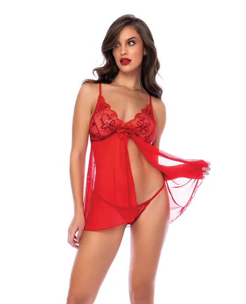 Mapale Vibrators Sequin Embellished Babydoll with GString Red