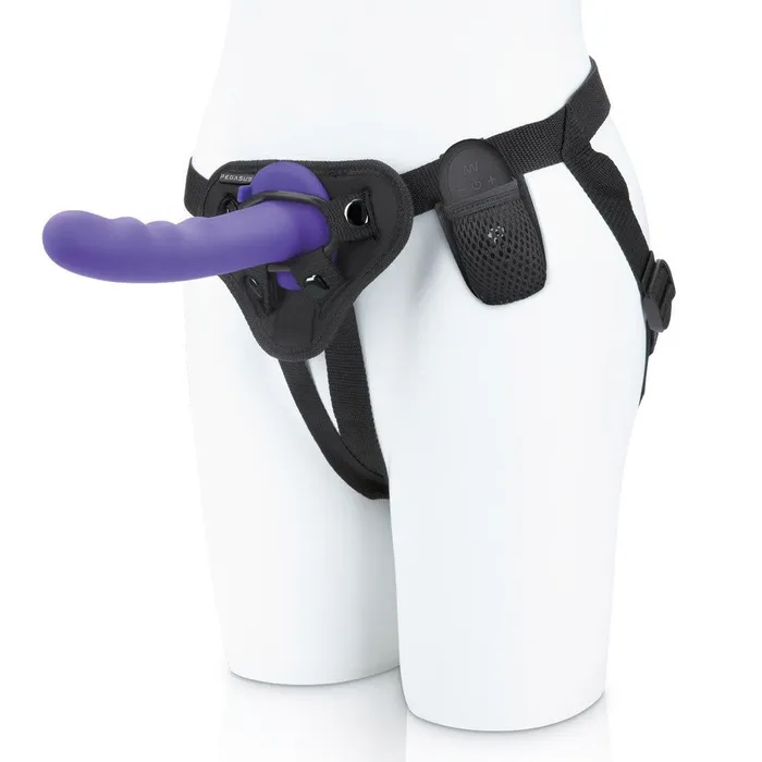 Pegasus Female Sex Toys 6 Curved Wave Silicone Pegging Dildo with Adjustable Strap On and Remote Control