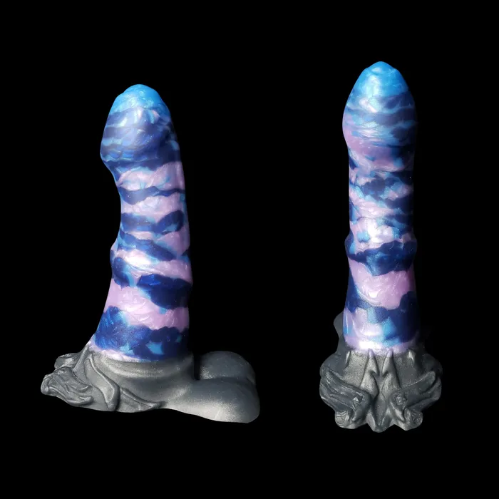 Vibrators Kreature Adult Toys Premade Small Stardust Split with Kreature Blue Ocean Blue and Kreature Purple Marble with Coal Black Base Classic Firmness