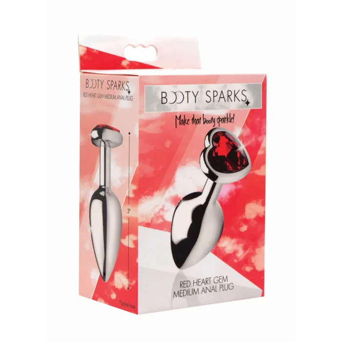 XR Brands Booty Sparks Red Heart Gem Anal Plug Medium Male Sex Toys XR Brands Booty Sparks Red Heart Gem Anal Plug Medium Male Sex Toys