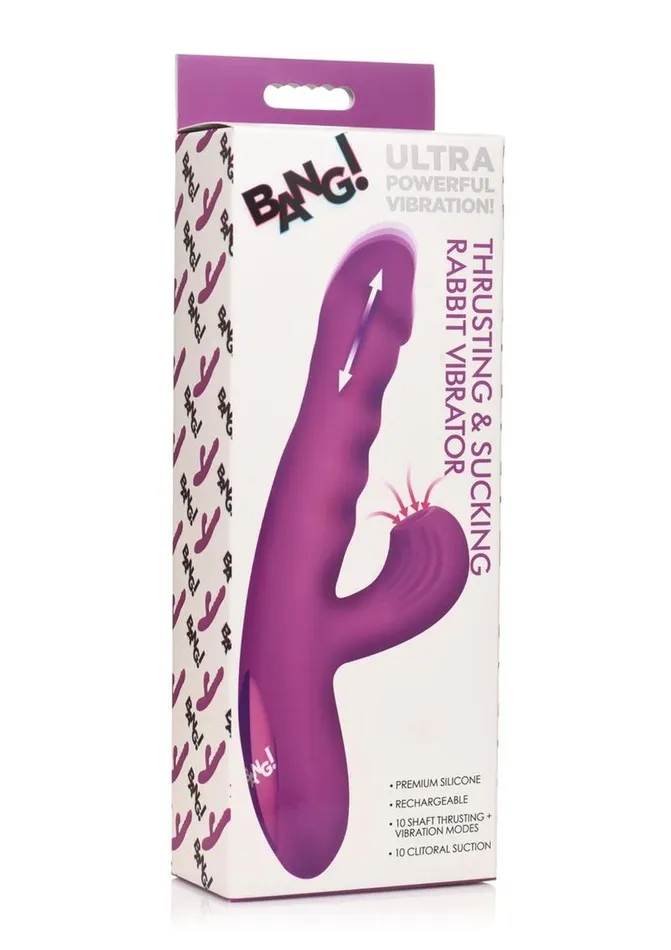 Female Sex Toys Bang Thrusting and Sucking Rechargeable Silicone Rabbit Vibrator BANG
