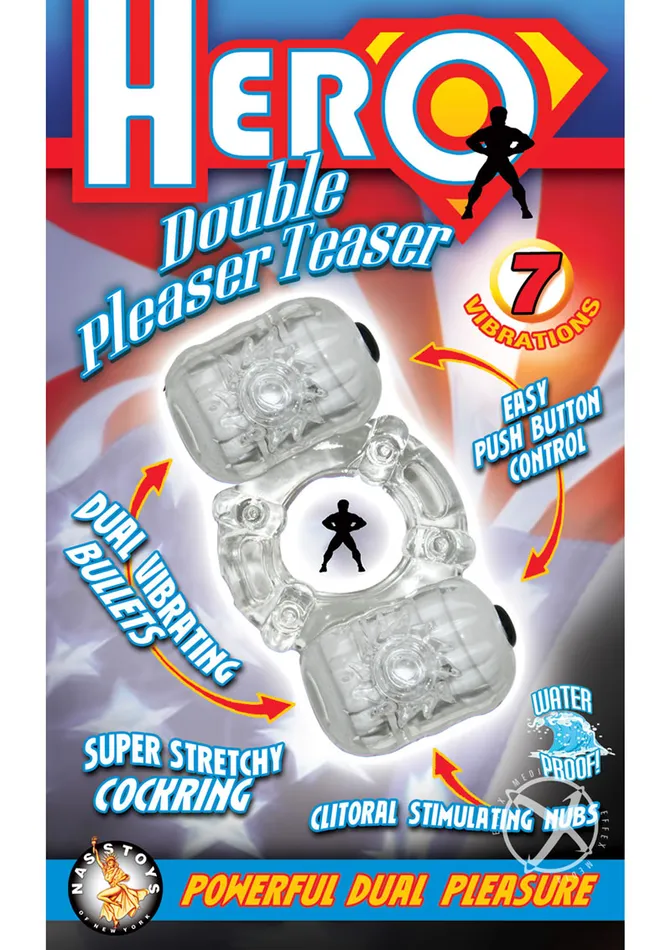 Hero Couples Hero Double Pleaser Teaser Vibrating Cock Ring