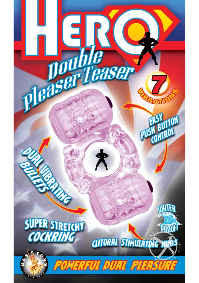 Hero Couples Hero Double Pleaser Teaser Vibrating Cock Ring