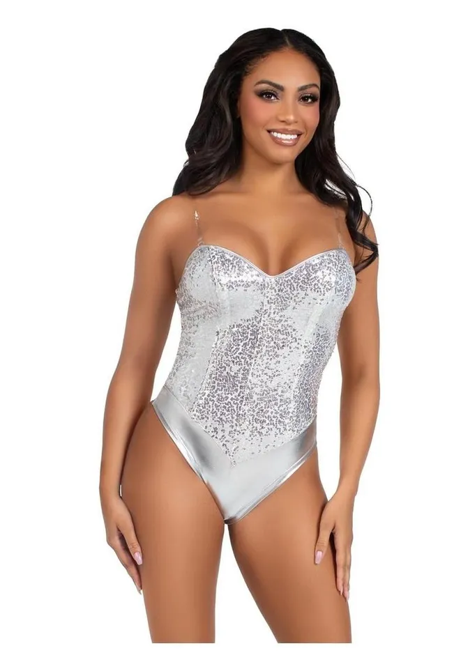 Leg Avenue Sequin Boned Snap Crotch Bodysuit with Detachable Clear Strap Leg Avenue Female Sex Toys Leg Avenue Sequin Boned Snap Crotch Bodysuit with Detachable Clear Strap Leg Avenue Female Sex Toys