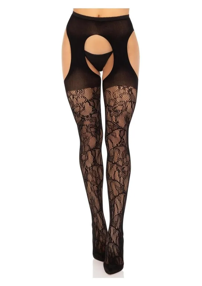 Leg Avenue Vibrators Leg Avenue Eyelet Rose Suspender Hose
