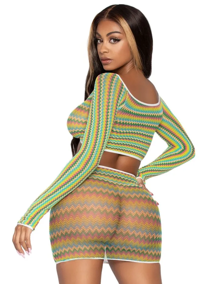 2 Pc Zig Zag Net Crop Top and Mini Dress One Size Leg Avenue Vibrators 2 Pc Zig Zag Net Crop Top and Mini Dress One Size Leg Avenue Vibrators