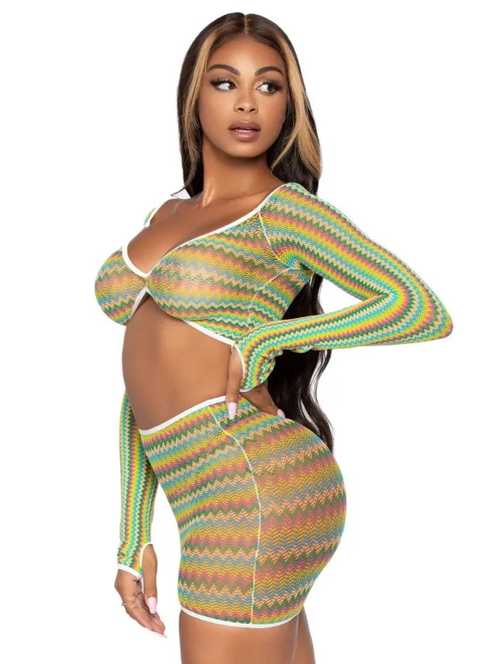 2 Pc Zig Zag Net Crop Top and Mini Dress One Size Leg Avenue Vibrators 2 Pc Zig Zag Net Crop Top and Mini Dress One Size Leg Avenue Vibrators