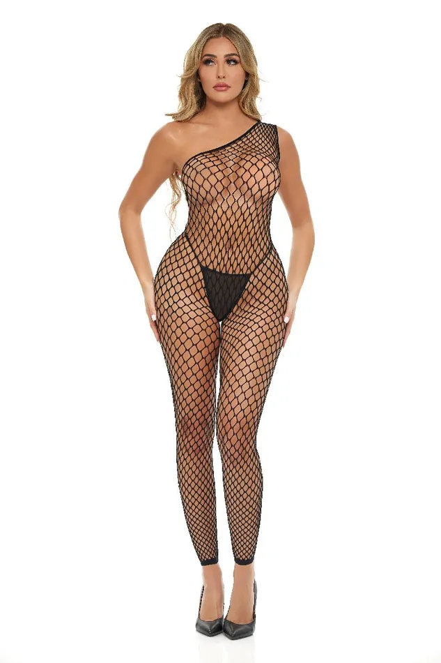 Bodystockings Playsuits Pink Lipstick Lets Link Bodystocking One Size Black