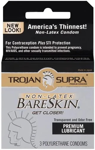 Enhancers Trojan Condoms Trojan Supra Bareskin Polyurethane 3 Pack