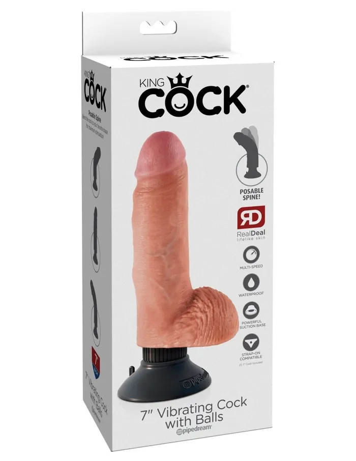 King Cock 7Inch Vibrating Cock With Balls Flesh Pipedream Dildos