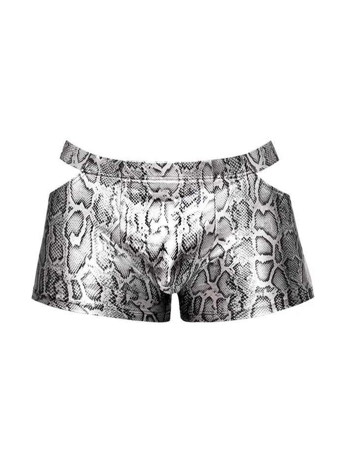 Male Power Anal snaked Pouch Short Medium Silverblack