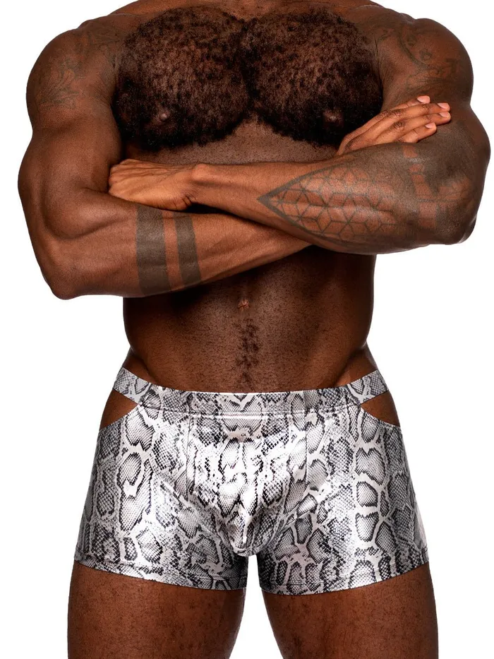 Male Power Anal snaked Pouch Short Medium Silverblack Male Power Anal snaked Pouch Short Medium Silverblack