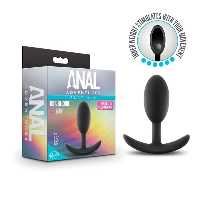 Male Sex Toys Blush Novelties Anal Adventures Platinum Silicone Vibra Slim Plug Medium Black Male Sex Toys Blush Novelties Anal Adventures Platinum Silicone Vibra Slim Plug Medium Black