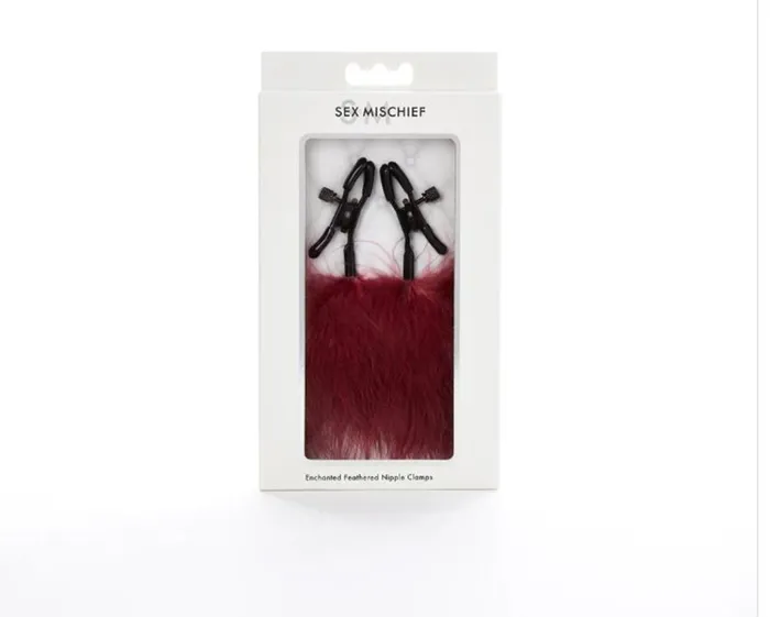 Sportsheets Couples Sex and Mischief Enchanted Feather Nipple Clamps Burgundy Sportsheets Couples Sex and Mischief Enchanted Feather Nipple Clamps Burgundy