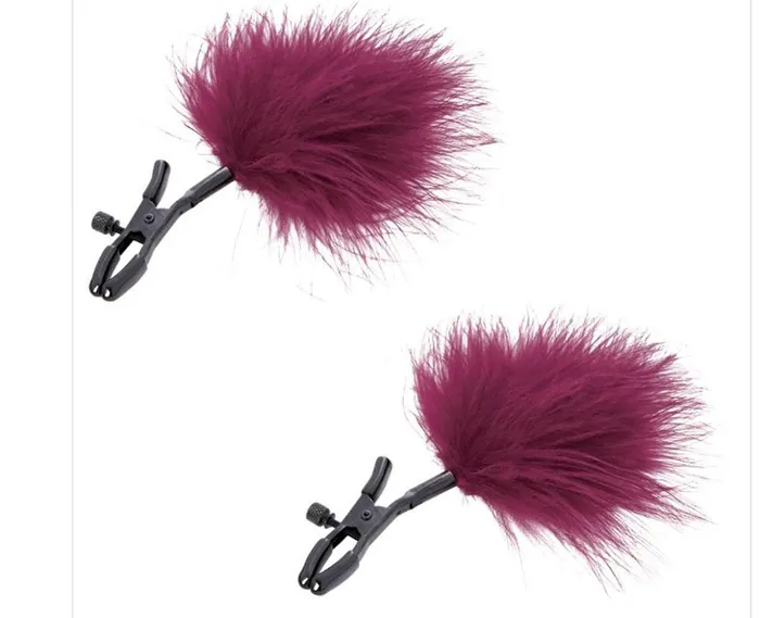 Sportsheets Couples Sex and Mischief Enchanted Feather Nipple Clamps Burgundy